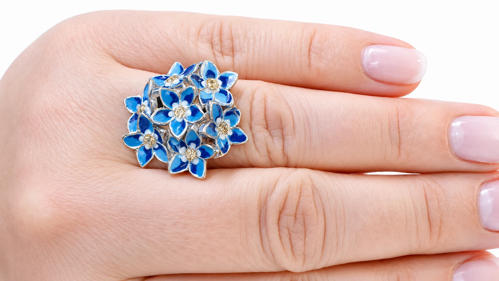 Sterling Silver Forget-Me-Not (Miosótis) Ring