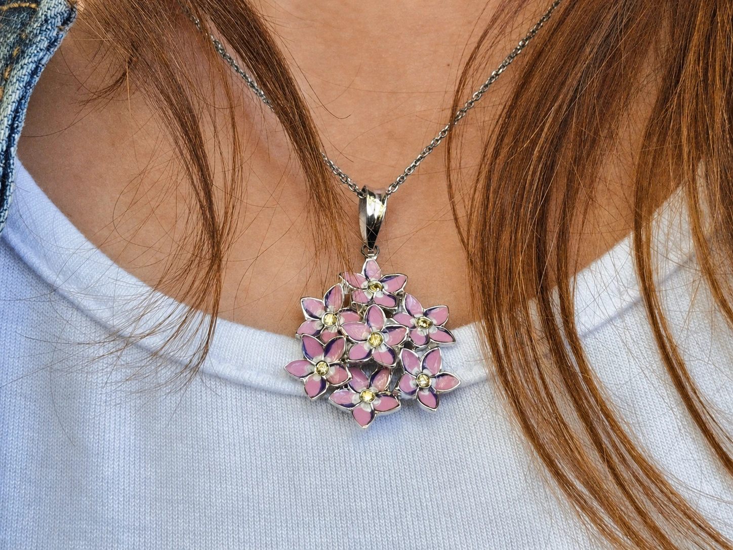 Sterling Silver Forget-Me-Not Flower Necklace
