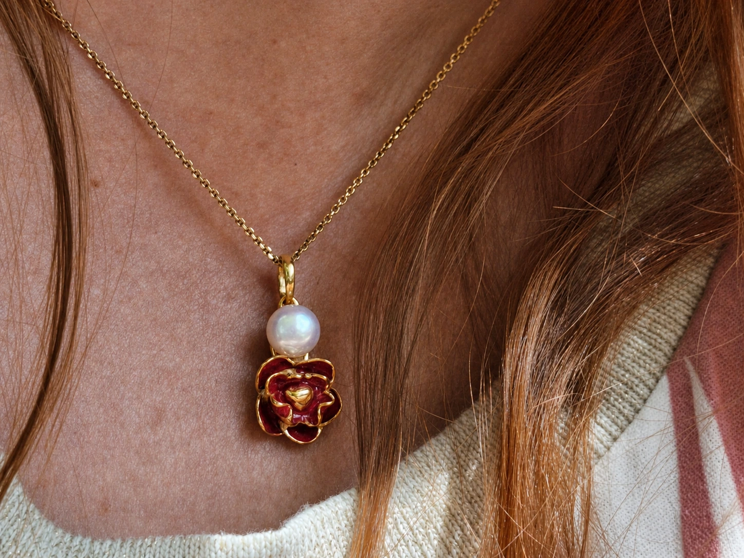 Sterling Silver Camellia Pendant